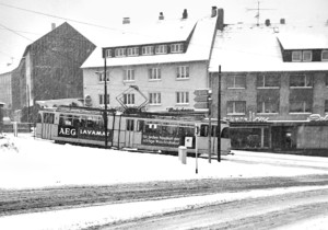 Tw 101 Linie 3  Zentralpunkt Abzw. Bismarckstr., 30.12.1968